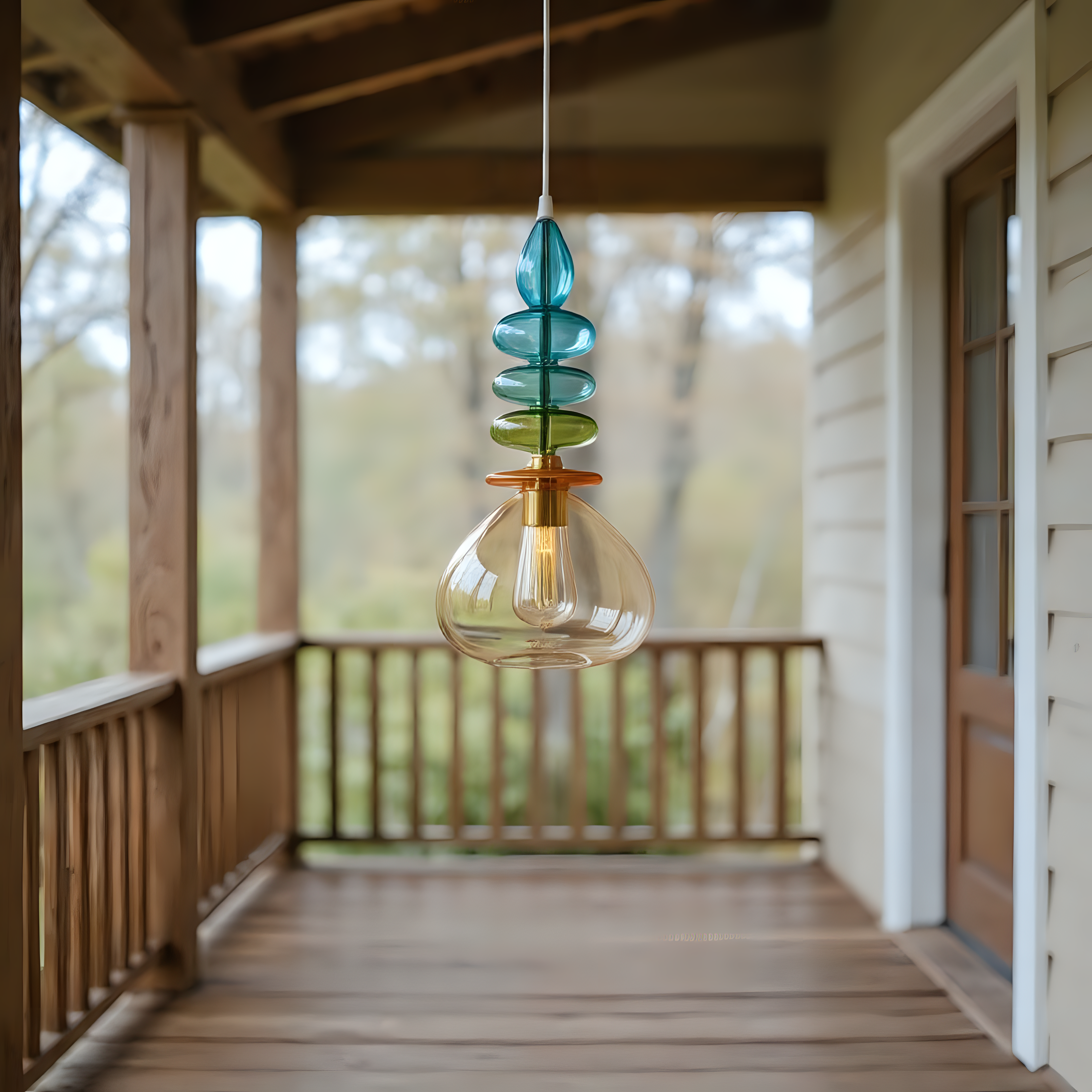 Colorful Blown Glass Pendant Light